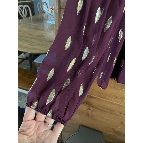Shea silk metallic tunic top Lilly Pulitzer Cabernet Berry Diamond - Picture 2 of 5